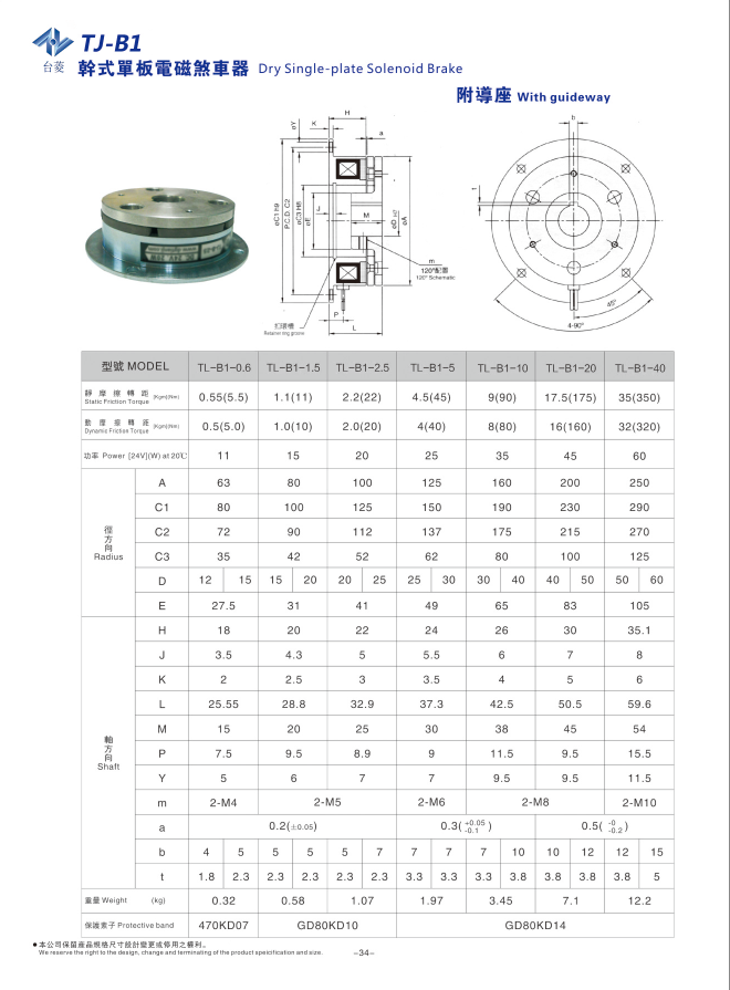 干式單片電磁制動器型號參數 干式單片電磁制動器型號參數